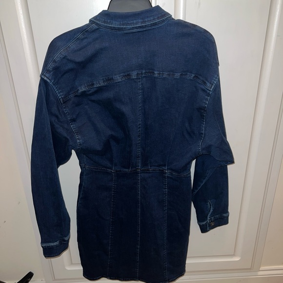 NEW FREE PEOPLE DARK INDIGO AMBER DENIM BUTTON MINI JEAN DRESS SIZE 6 - Picture 5 of 5
